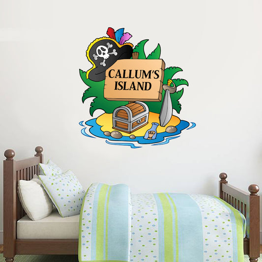 Pirate Wall Sticker Personalised Name Island Sign