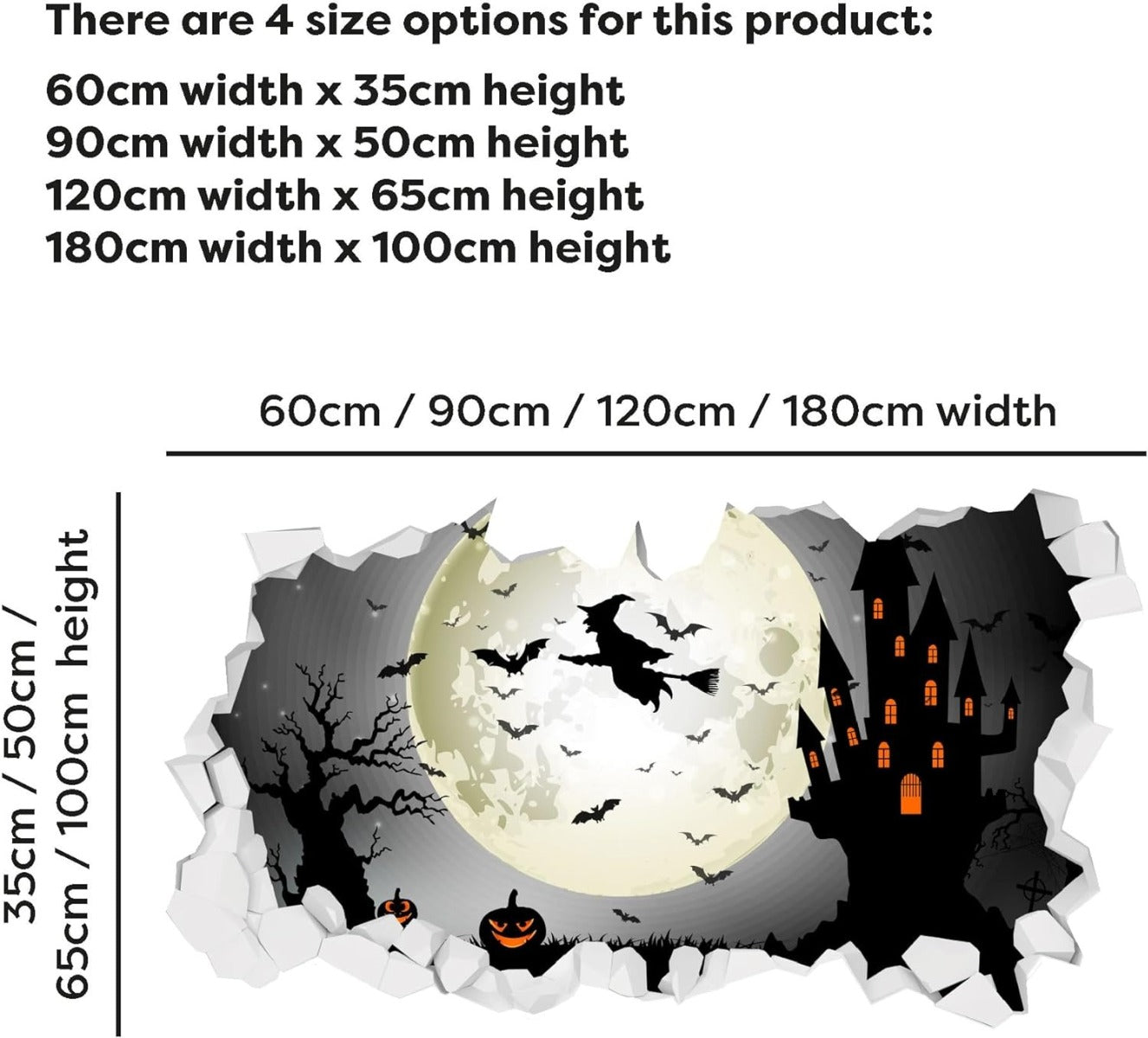 Halloween Wall Sticker - Witch Broom Smashed Wall