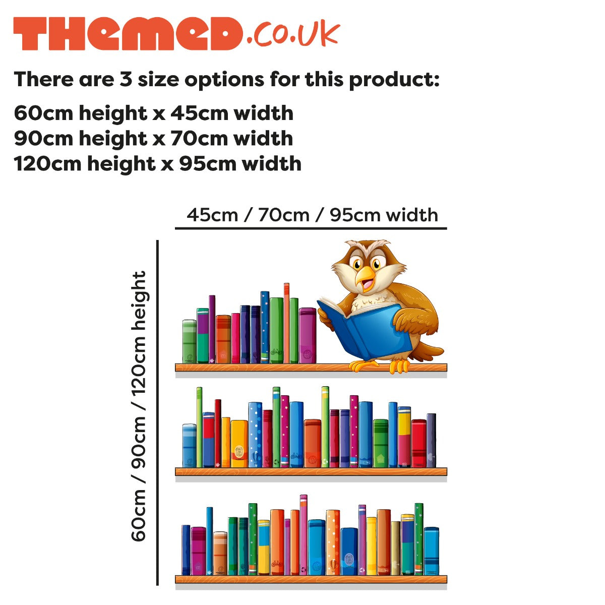Owl on Book Shelves Kids Wall Sticker