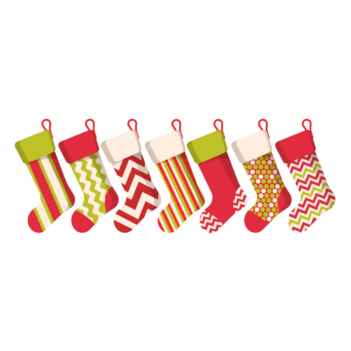 7 Christmas Stockings Wall Decal