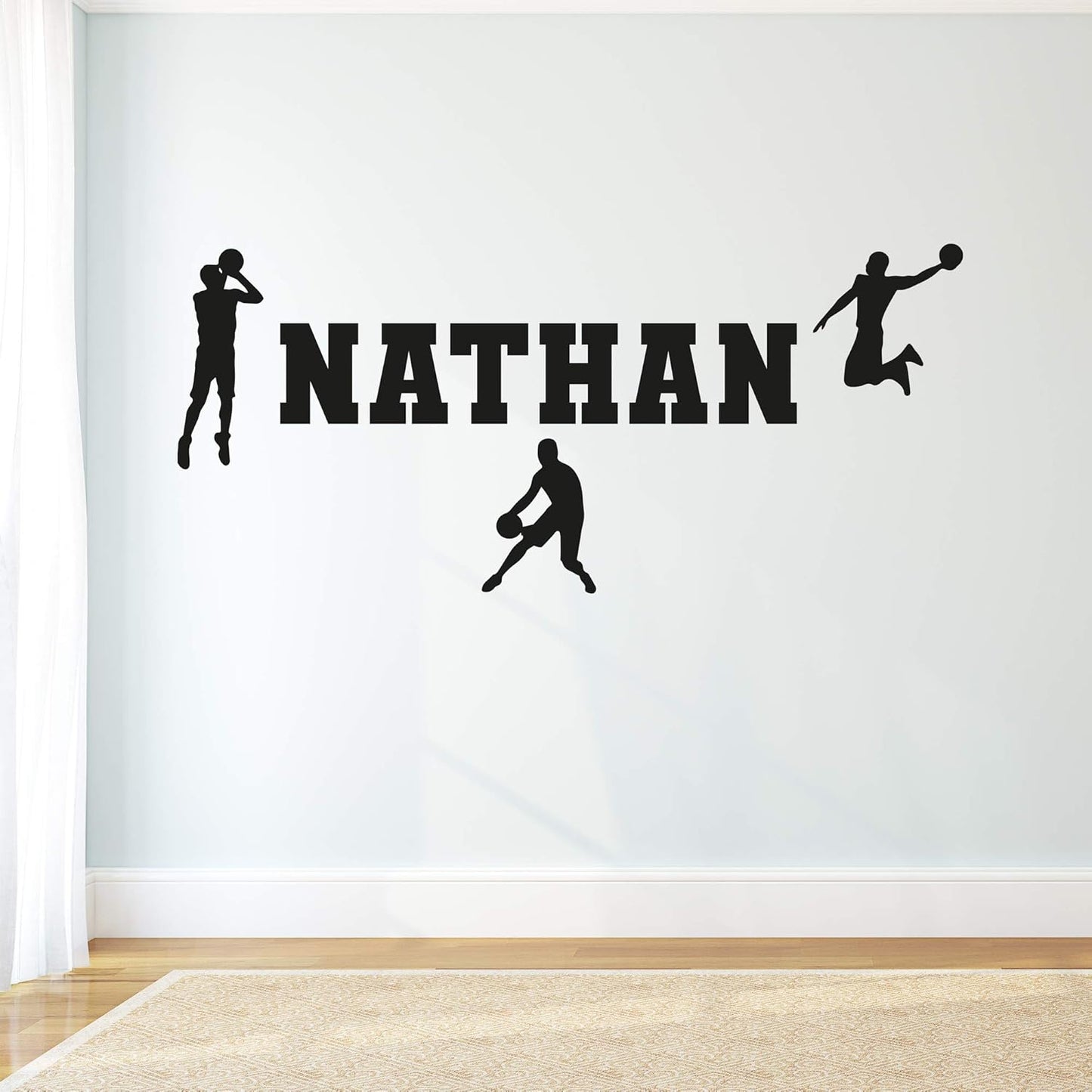 Basketball Silhouettes Personalised Name Wall Sticker Bedroom Art Decal Mural Kids