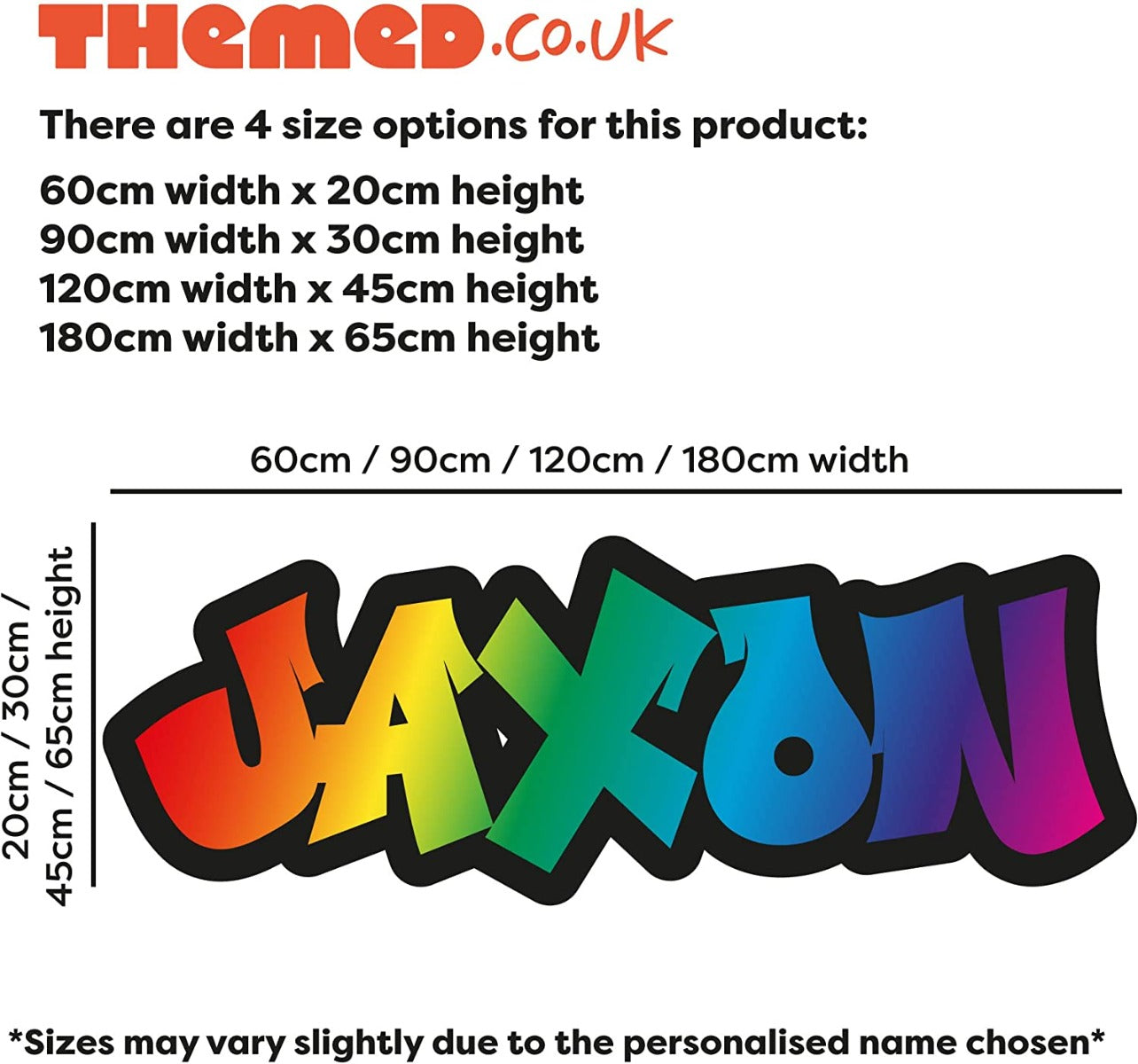 Graffiti Name Wall Sticker Rainbow Colour