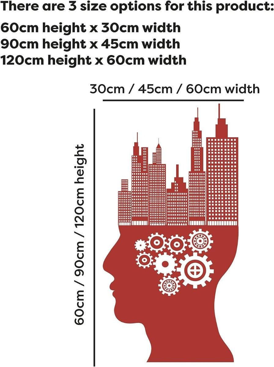 Head Cogs & Buildings Wall Sticker
