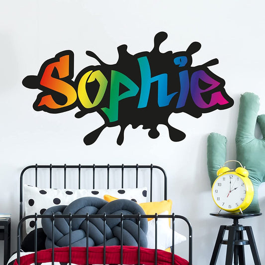 Graffiti Name Wall Sticker Rainbow Colour Splash