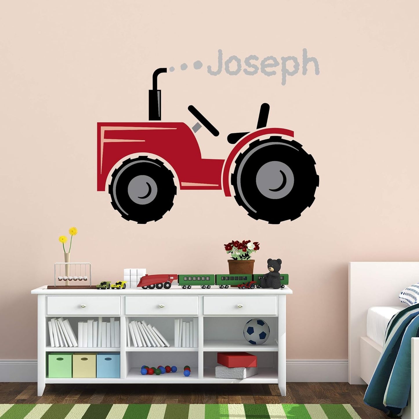 Tractor Smoke Personalised Wall Sticker Bedroom Art Decal Mural Kids