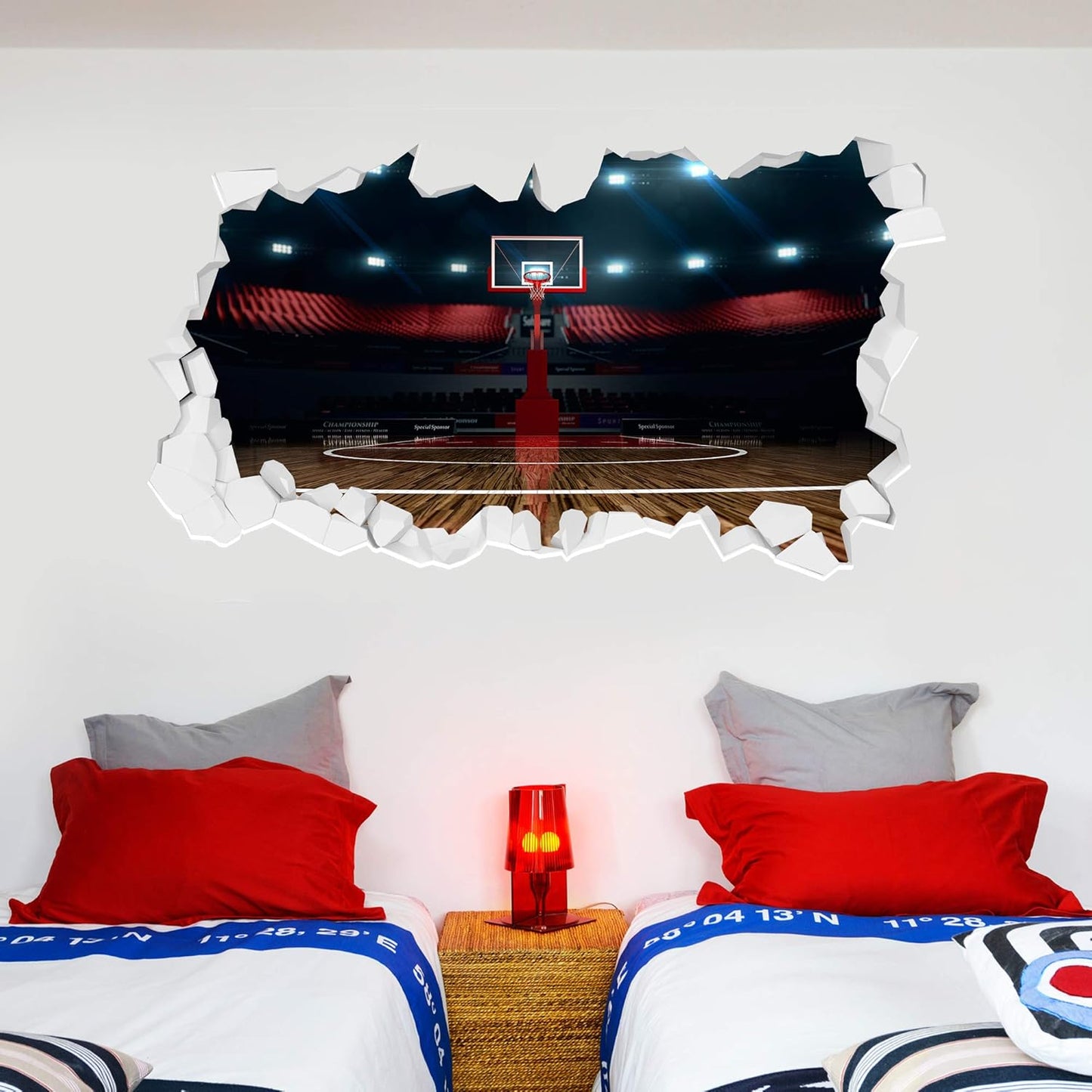 Basketball Court Broken Wall Sticker Mural Home Art Vinyl Decal