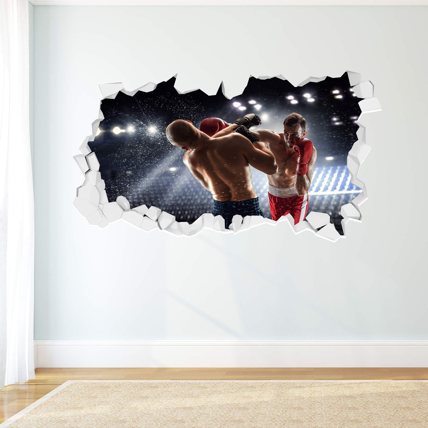Boxing Punch Broken Wall Sticker Art Home Decal Mural