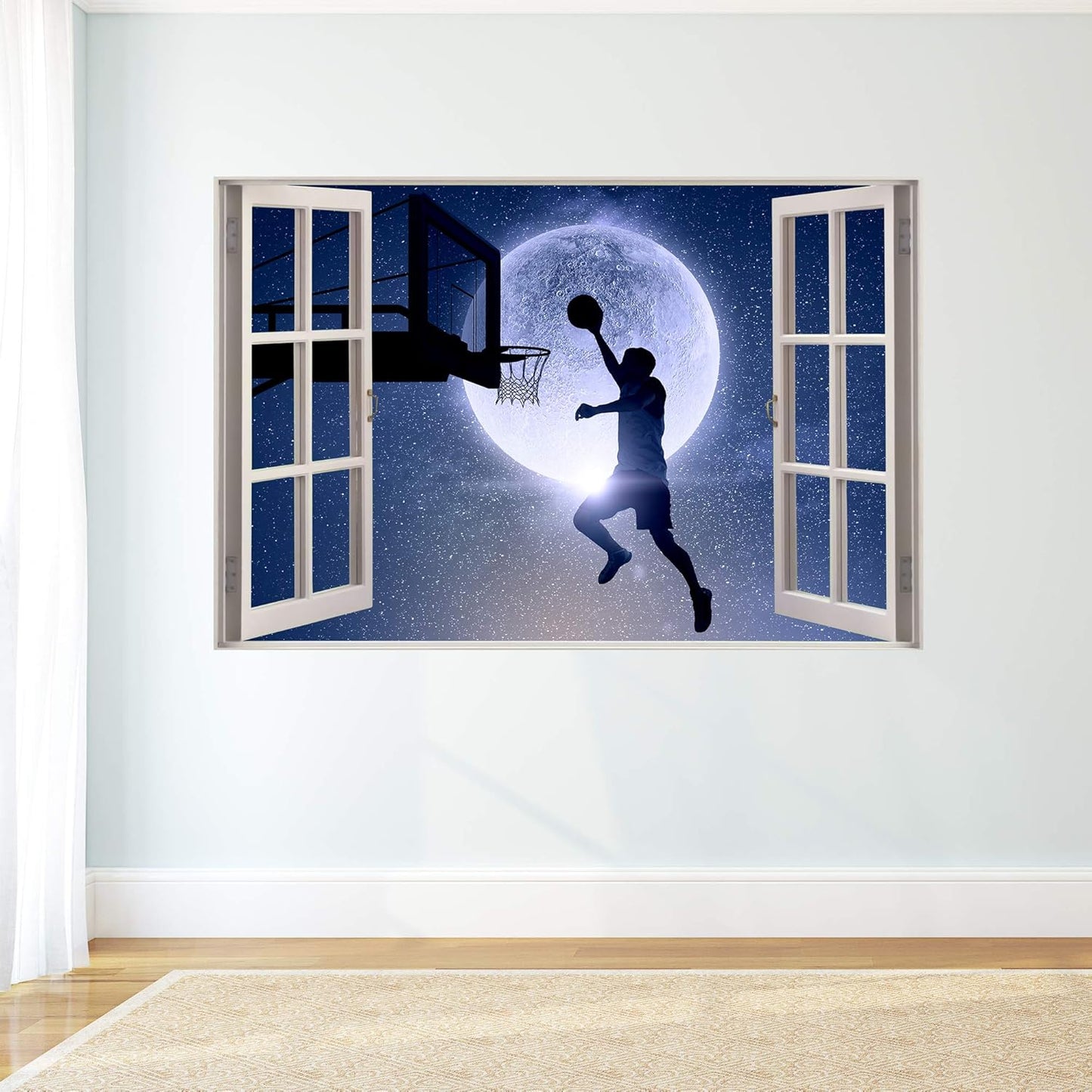 Basketball Moon Window Wall Sticker Art Home Decal Forest Mural Nature
