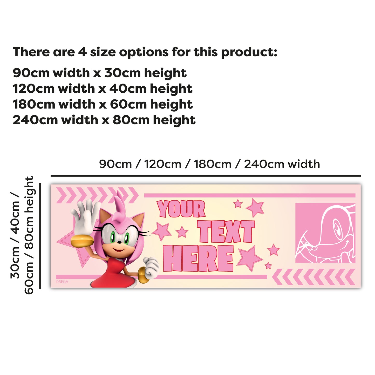 Sonic The Hedgehog Birthday - Amy Personalised Banner Wall Sticker