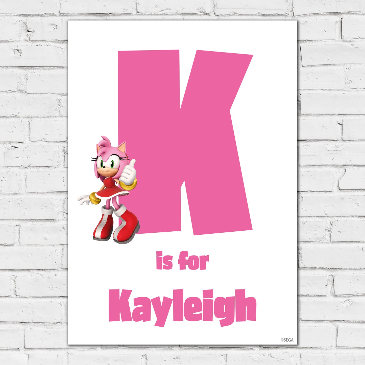 Sonic The Hedgehog Print - Amy Letter And Name Personalised Poster Wall Art