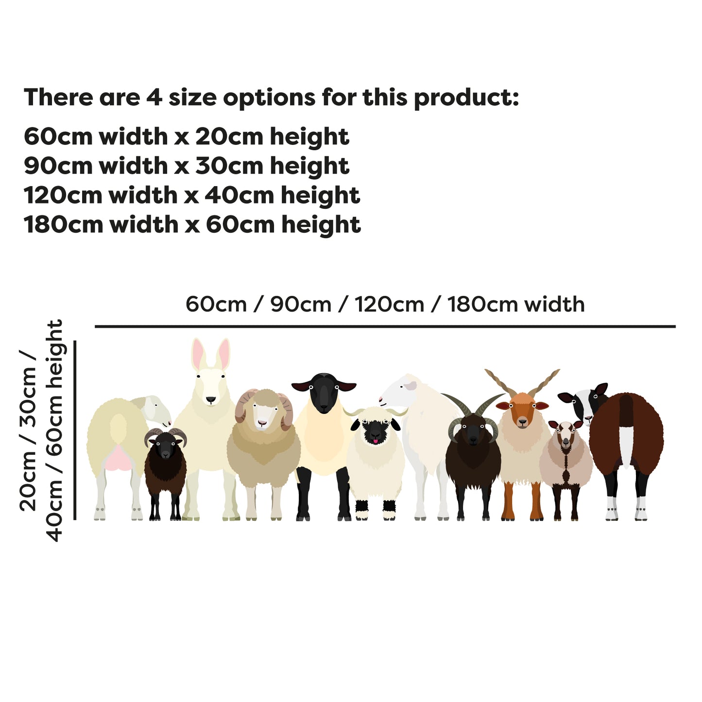 Animal Wall Sticker - Sheep In A Line Decal Wall Art