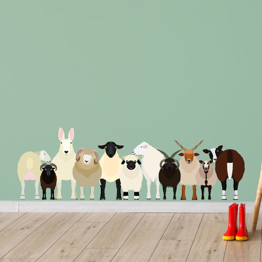 Animal Wall Sticker - Sheep In A Line Decal Wall Art