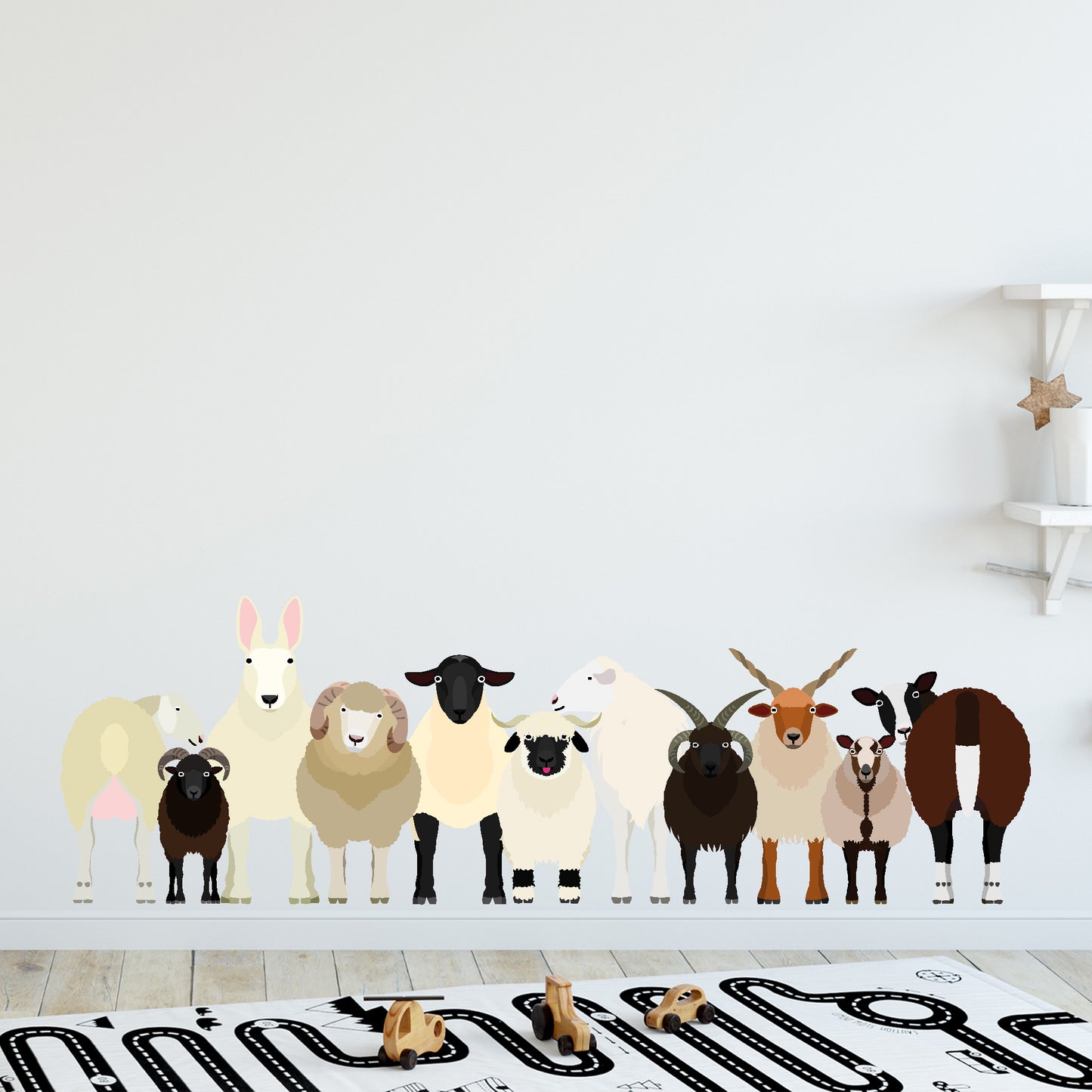 Animal Wall Sticker - Sheep In A Line Decal Wall Art