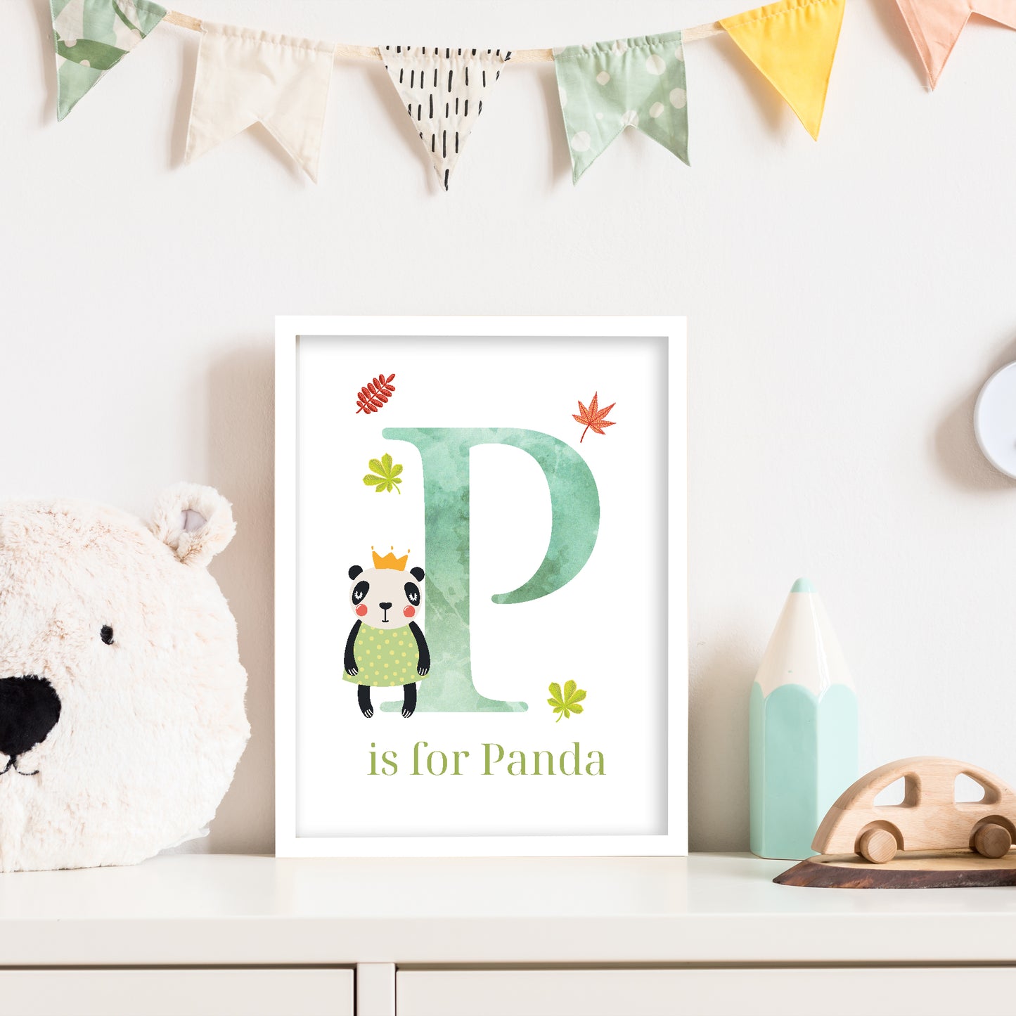 Animal Letter Print - P is for Panda Poster Wall Art