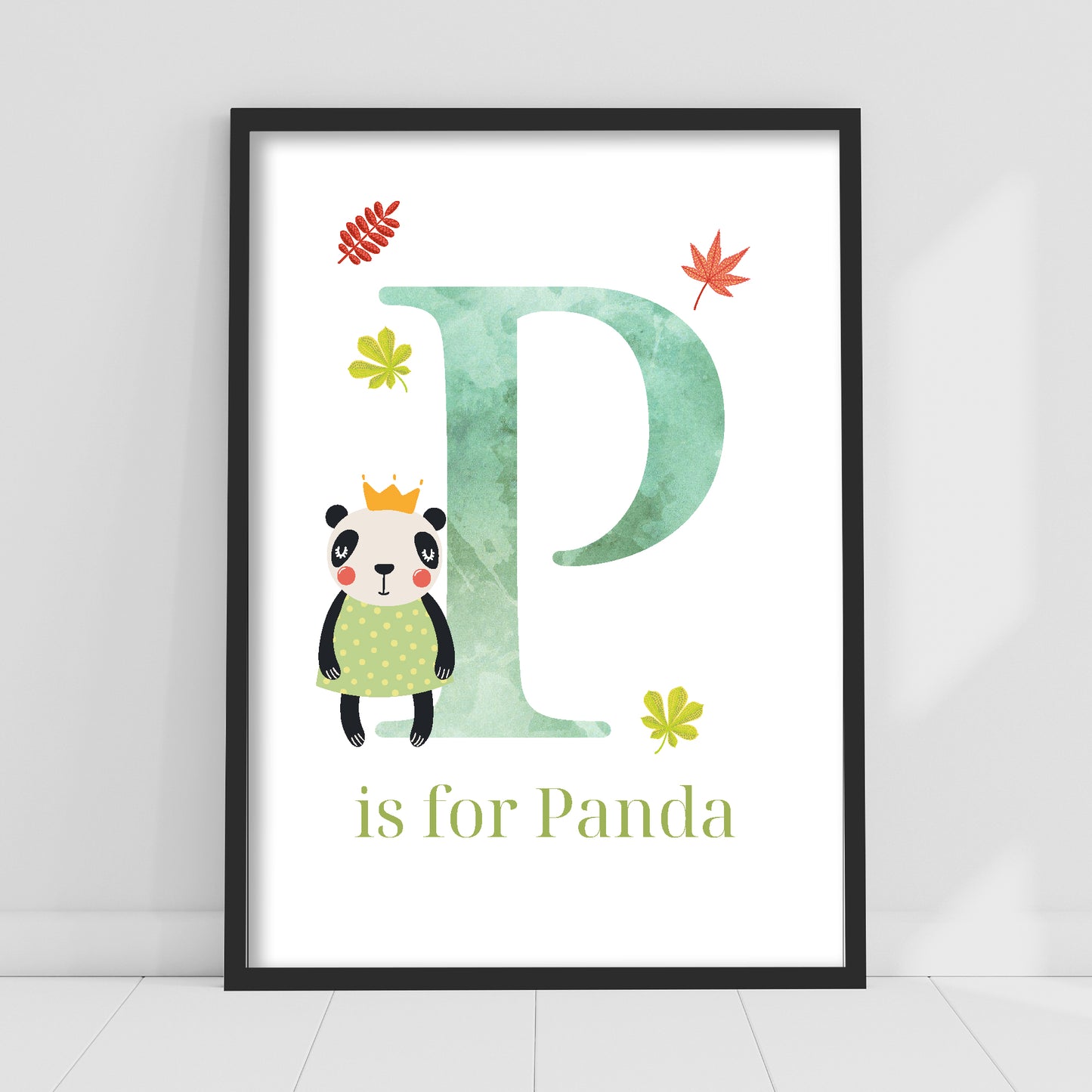 Animal Letter Print - P is for Panda Poster Wall Art