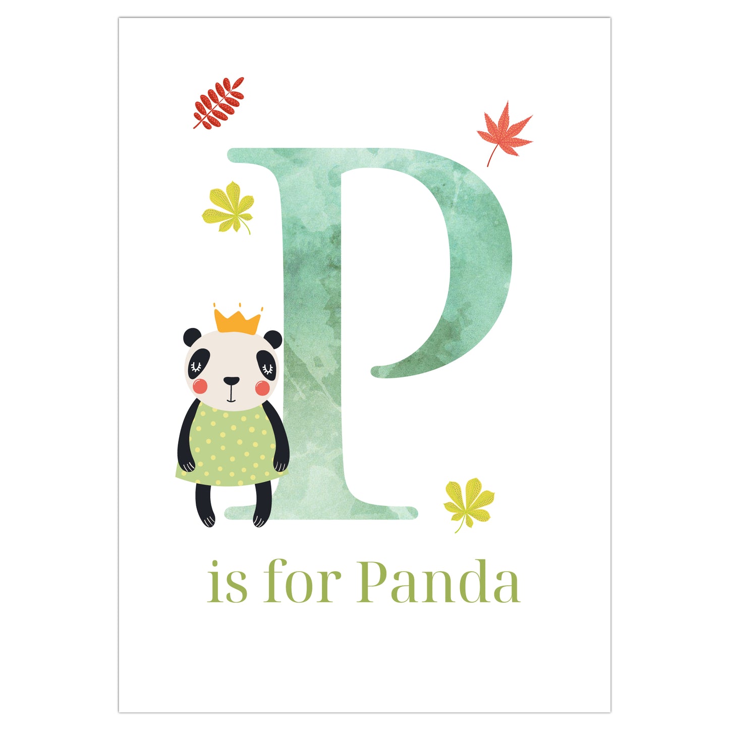 Animal Letter Print - P is for Panda Poster Wall Art