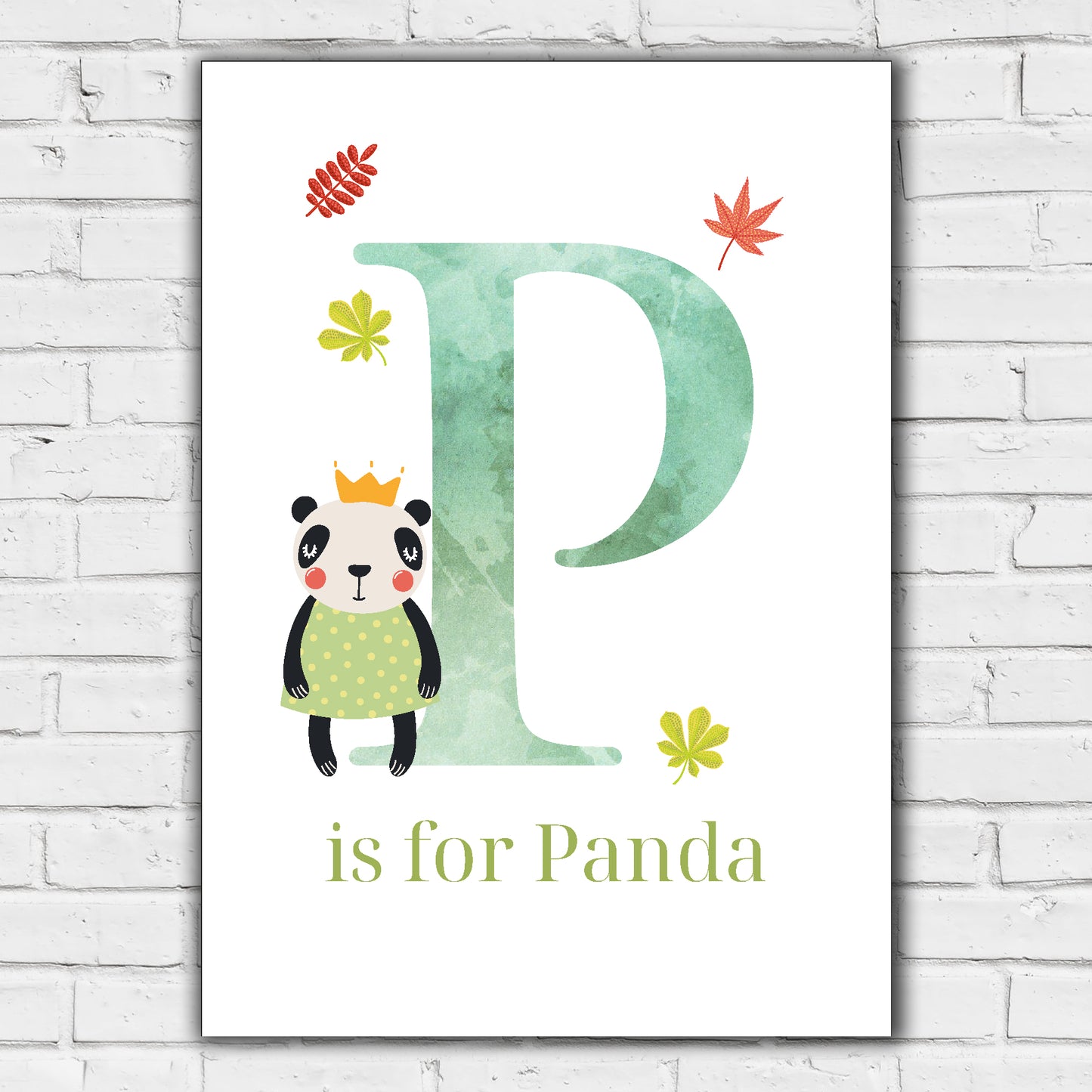 Animal Letter Print - P is for Panda Poster Wall Art