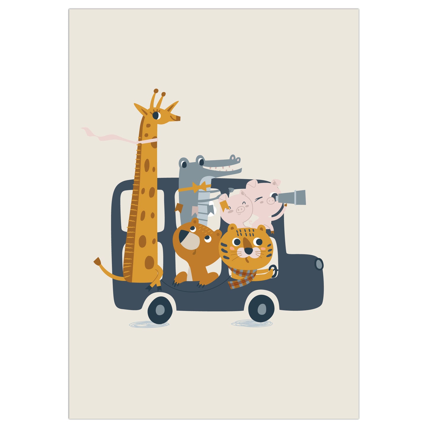 Animal Print - Animals On A Bus Print Wall Art