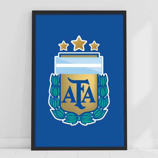Argentina Football - AFA Poster Crest Dark Blue Background Print
