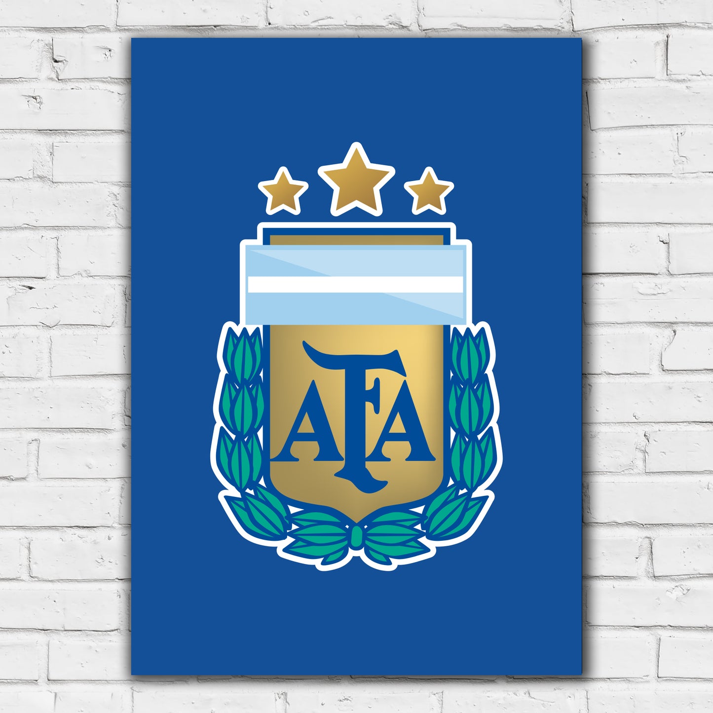 Argentina Football - AFA Poster Crest Dark Blue Background Print