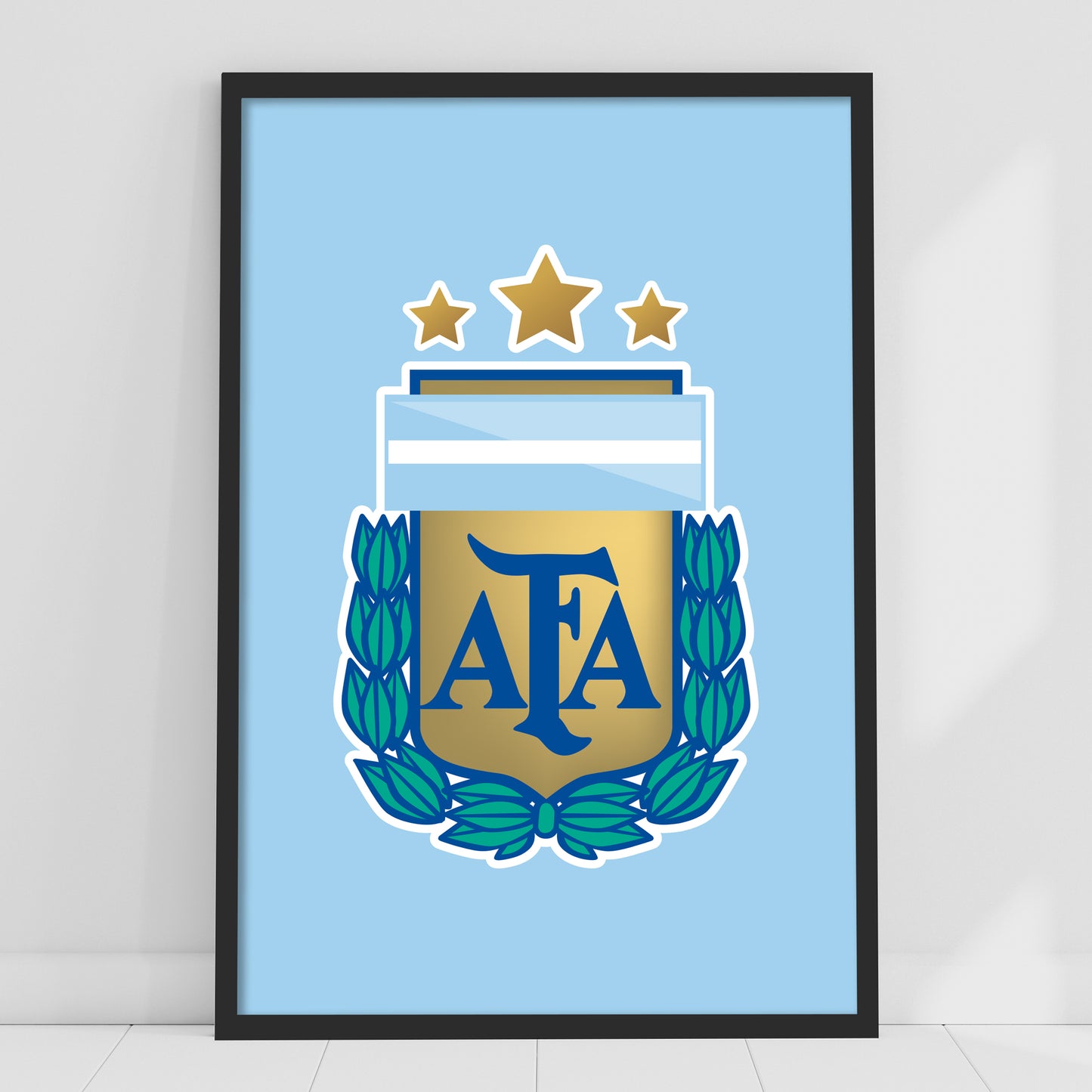 Argentina Football - AFA Poster Crest Light Blue Background Print
