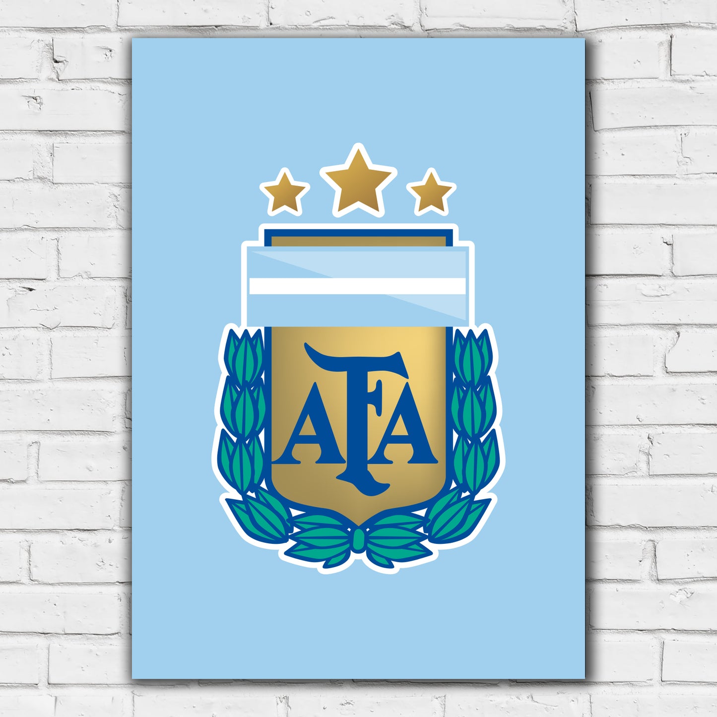 Argentina Football - AFA Poster Crest Light Blue Background Print