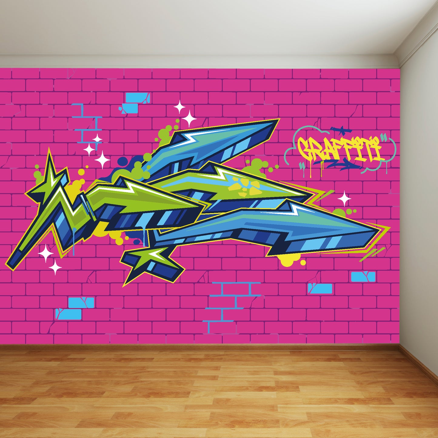 Pink Graffiti Arrows Full Wall Mural