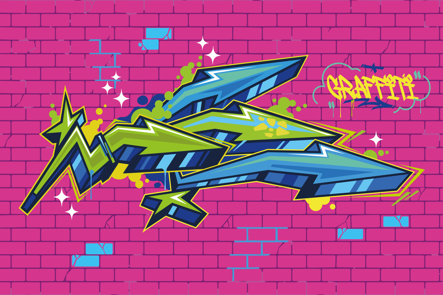 Pink Graffiti Arrows Full Wall Mural