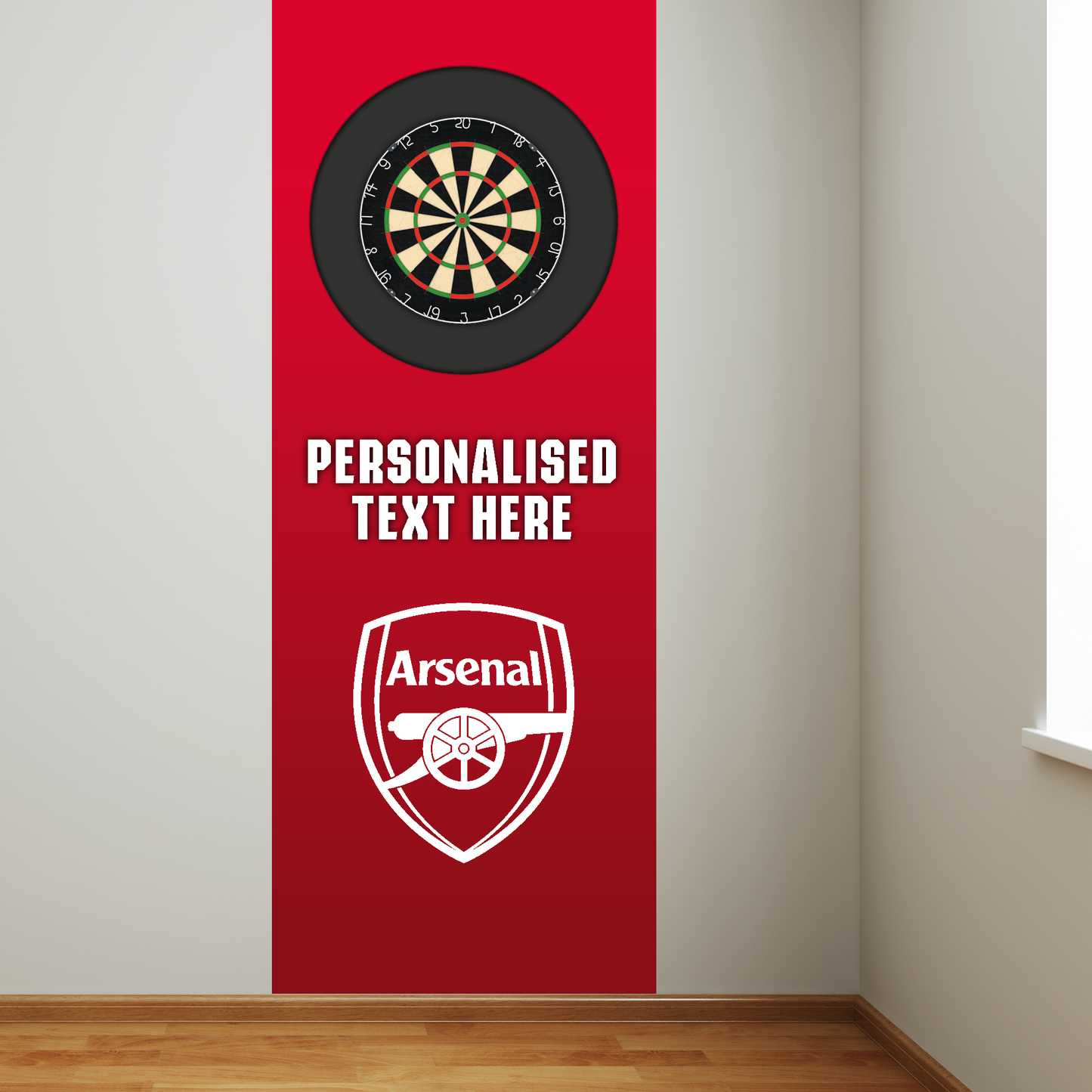 Arsenal FC Wall Sticker - Dart Board Backdrop with Personalised Text Wall Art