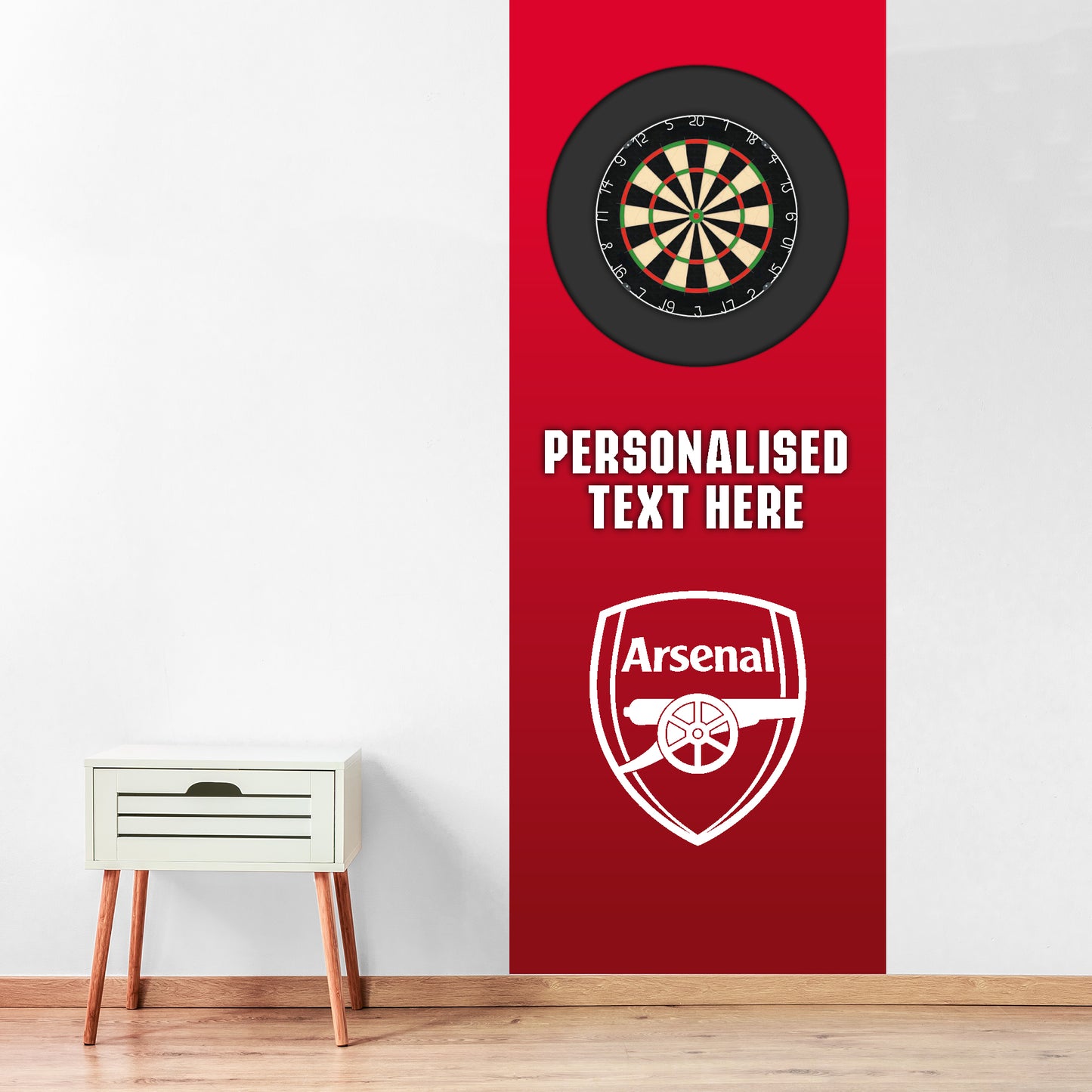 Arsenal FC Wall Sticker - Dart Board Backdrop with Personalised Text Wall Art