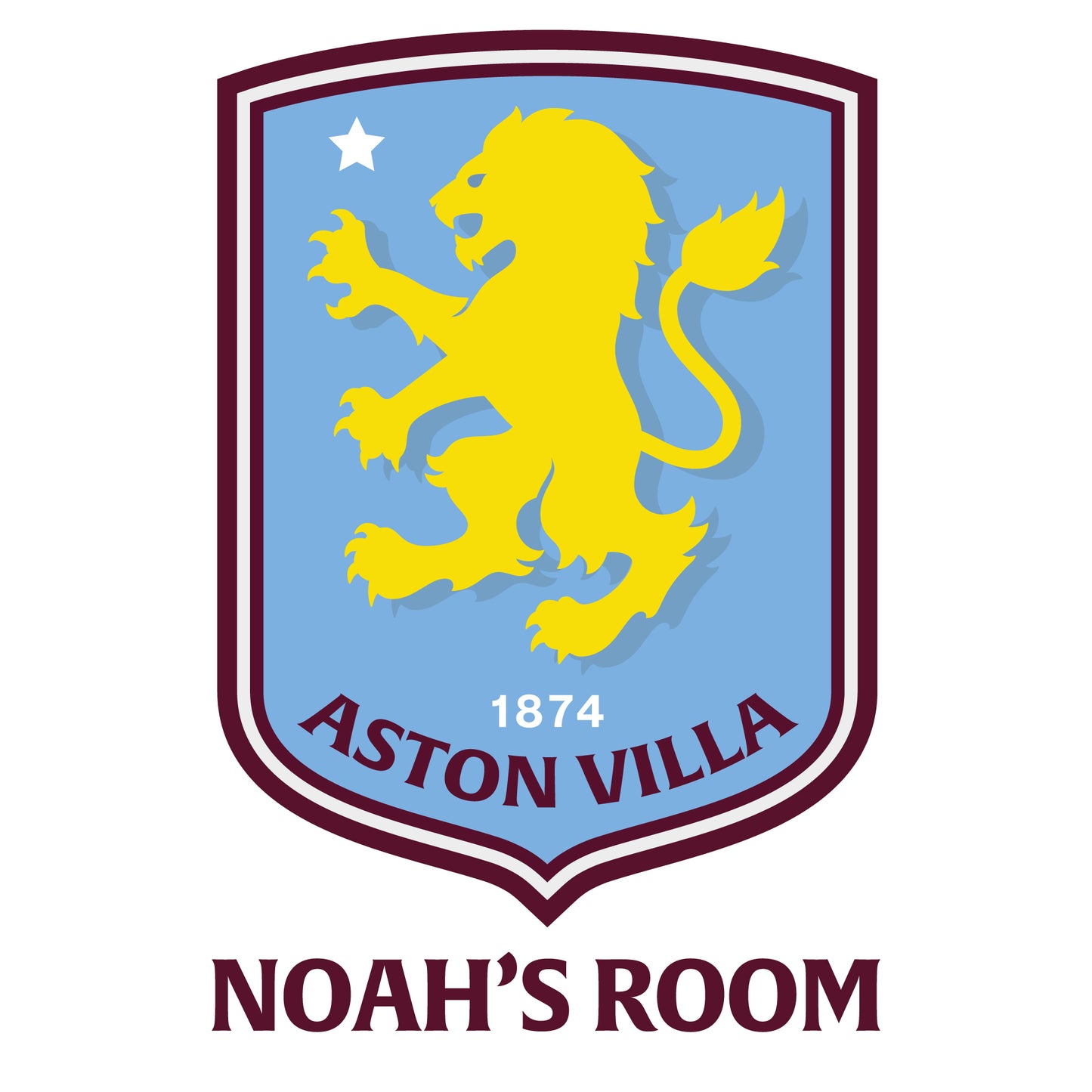 Aston Villa Football Club Badge & Personalised Name Wall Sticker