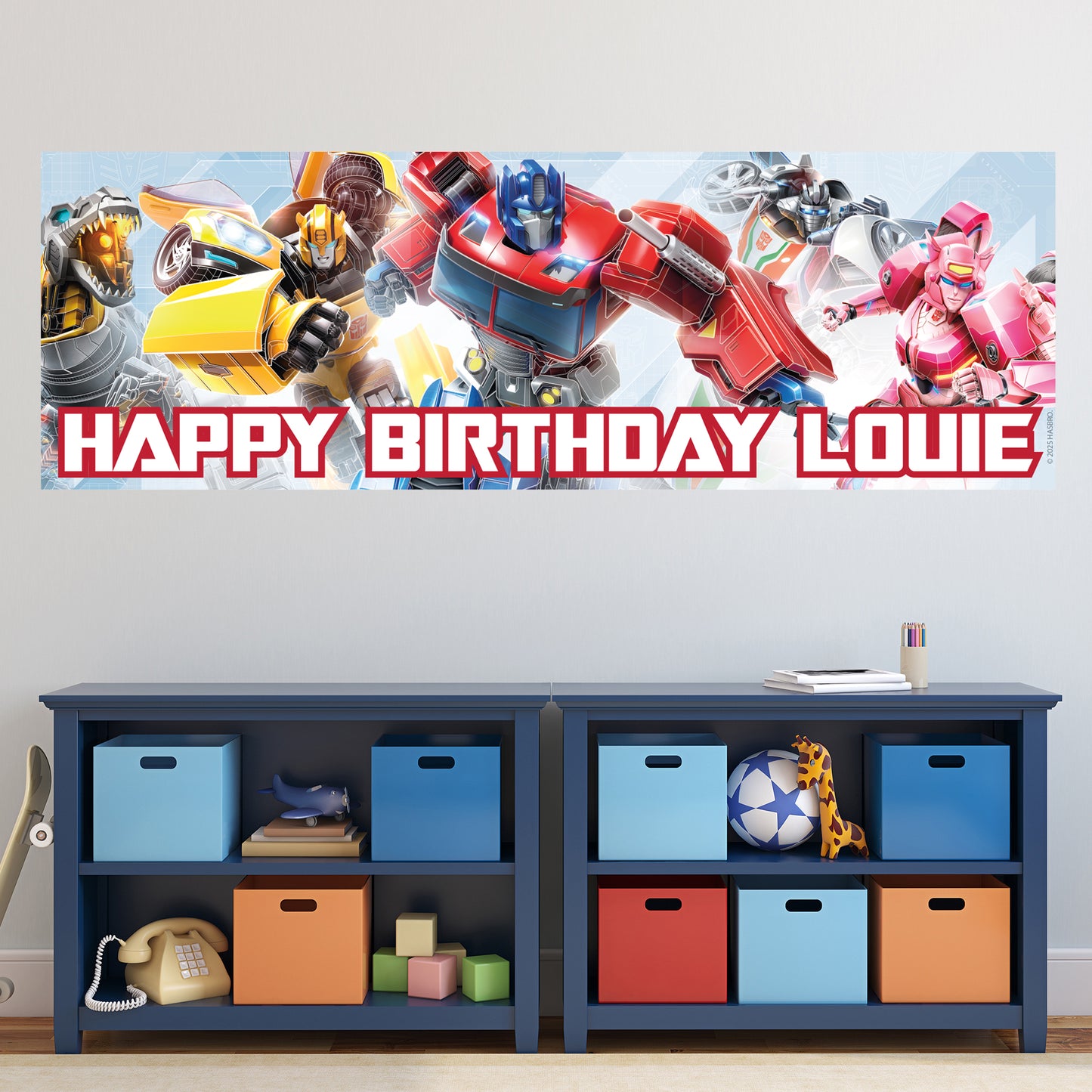 Transformers Birthday - Autobots Group Personalised Banner Wall Sticker