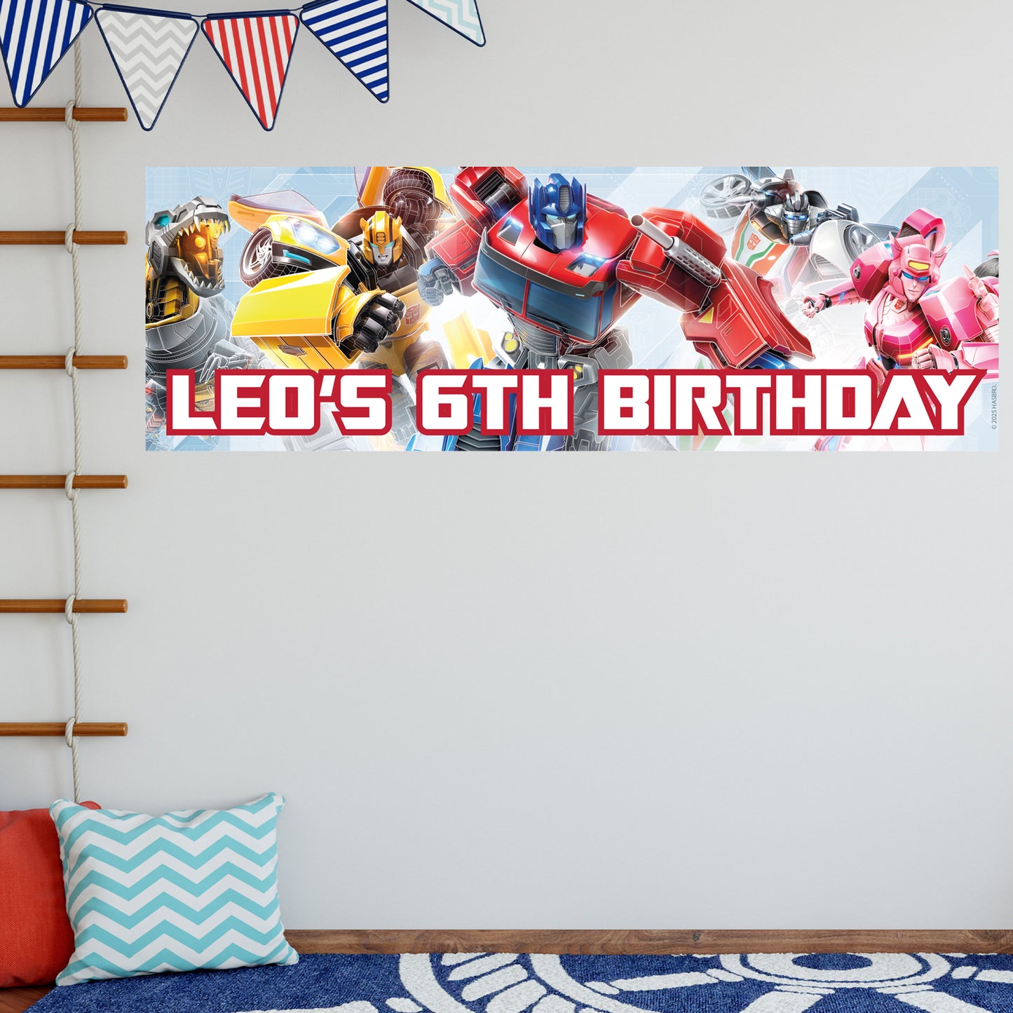 Transformers Birthday - Autobots Group Personalised Banner Wall Sticker