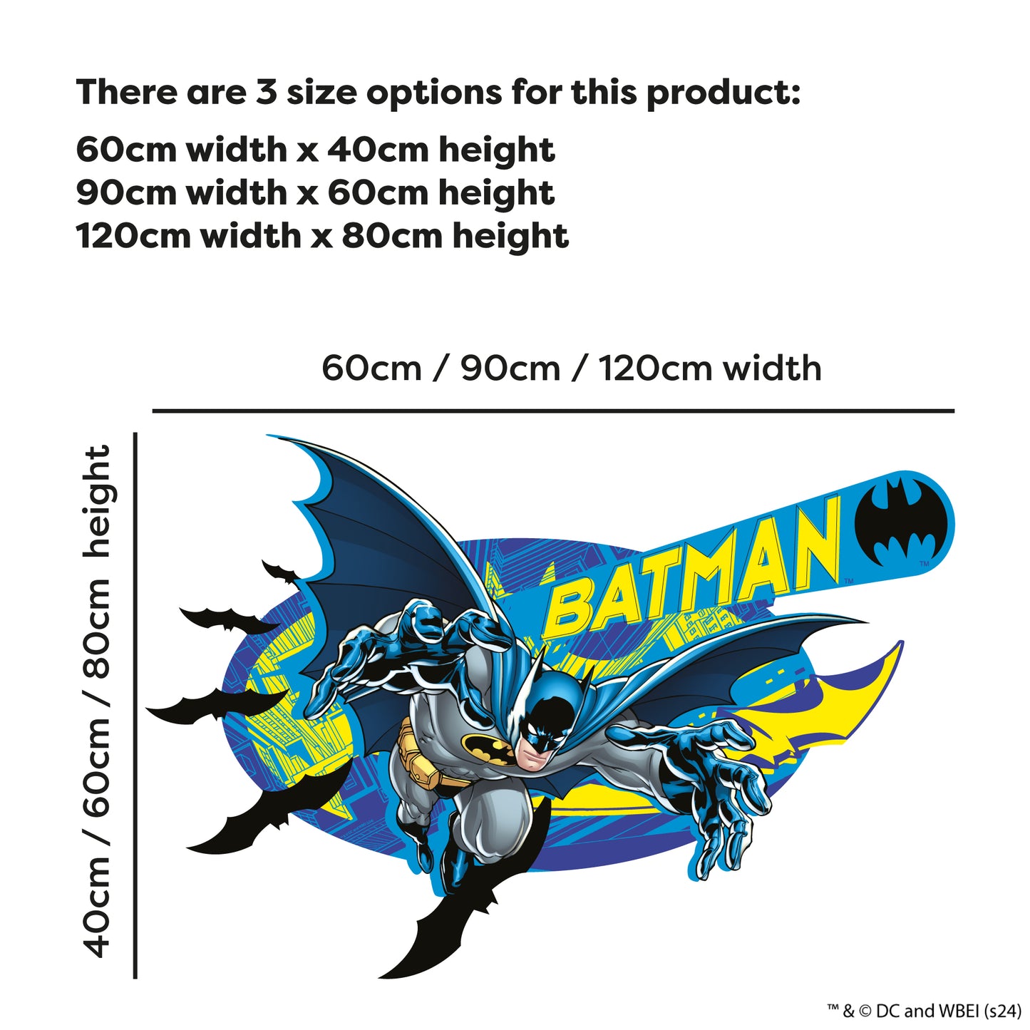 Batman™ Wall Sticker - Blue and Yellow Graphic Wall Decal DC Superhero Art
