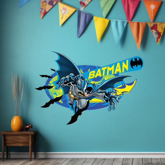Batman™ Wall Sticker - Blue and Yellow Graphic Wall Decal DC Superhero Art