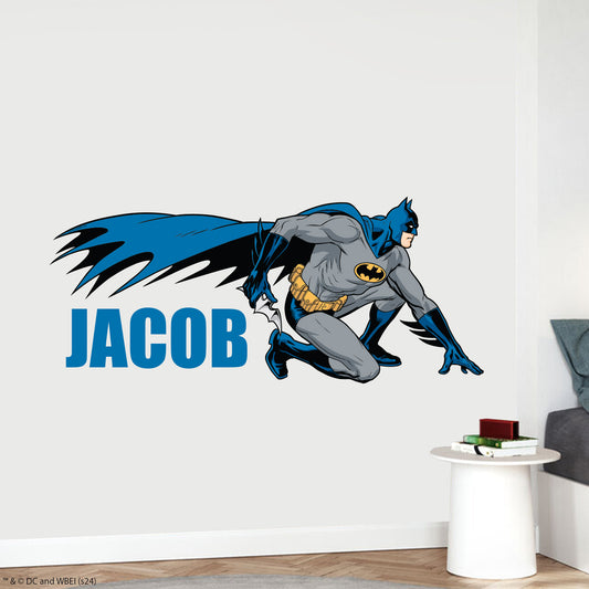 Batman™ Wall Sticker - Crouched Personalised Name Wall Decal DC Superhero Art