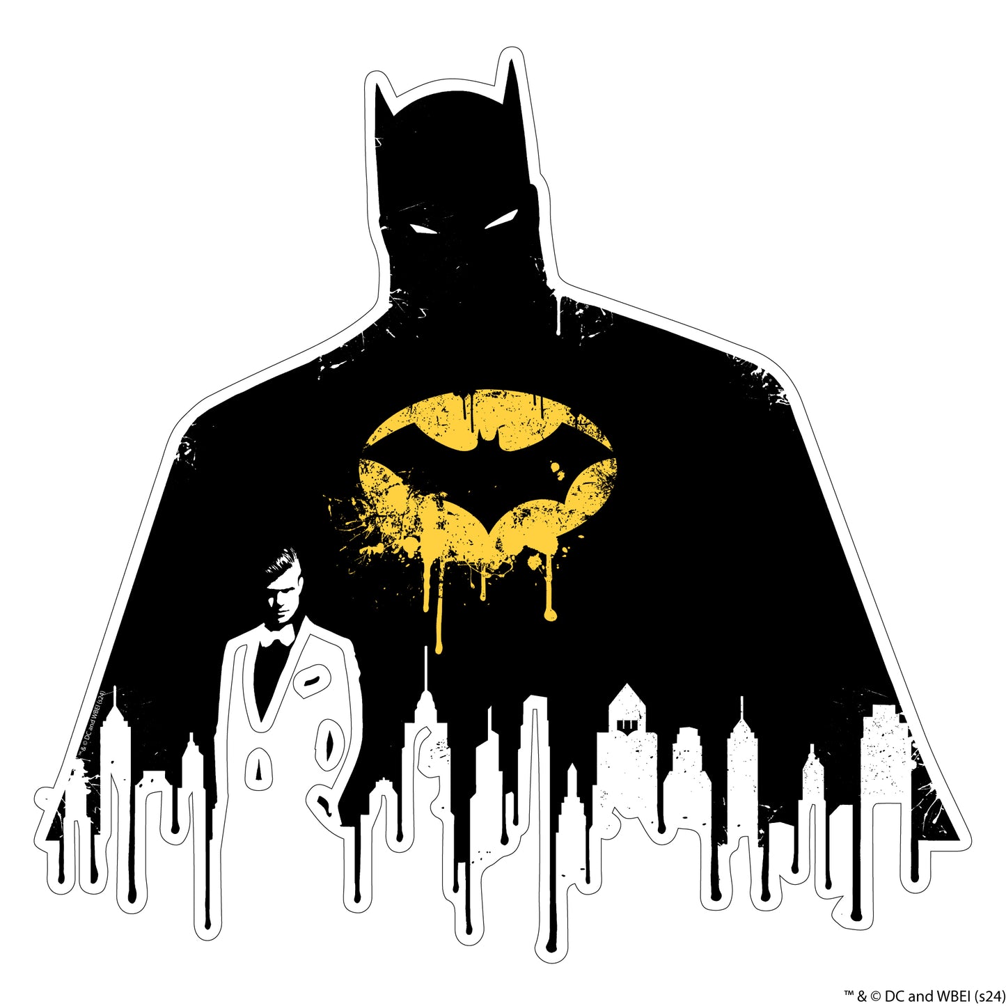 Batman™ Wall Sticker - Dripping Graffiti Silhouette Wall Decal DC Superhero Art