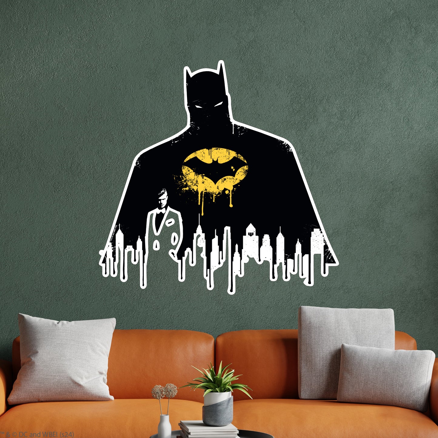 Batman™ Wall Sticker - Dripping Graffiti Silhouette Wall Decal DC Superhero Art