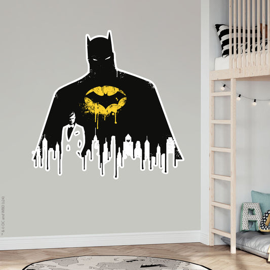Batman™ Wall Sticker - Dripping Graffiti Silhouette Wall Decal DC Superhero Art