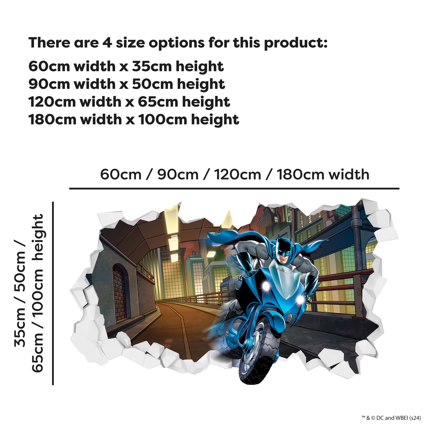 Batman™ Wall Sticker - Riding Bat Bike Broken Wall Decal DC Superhero Art