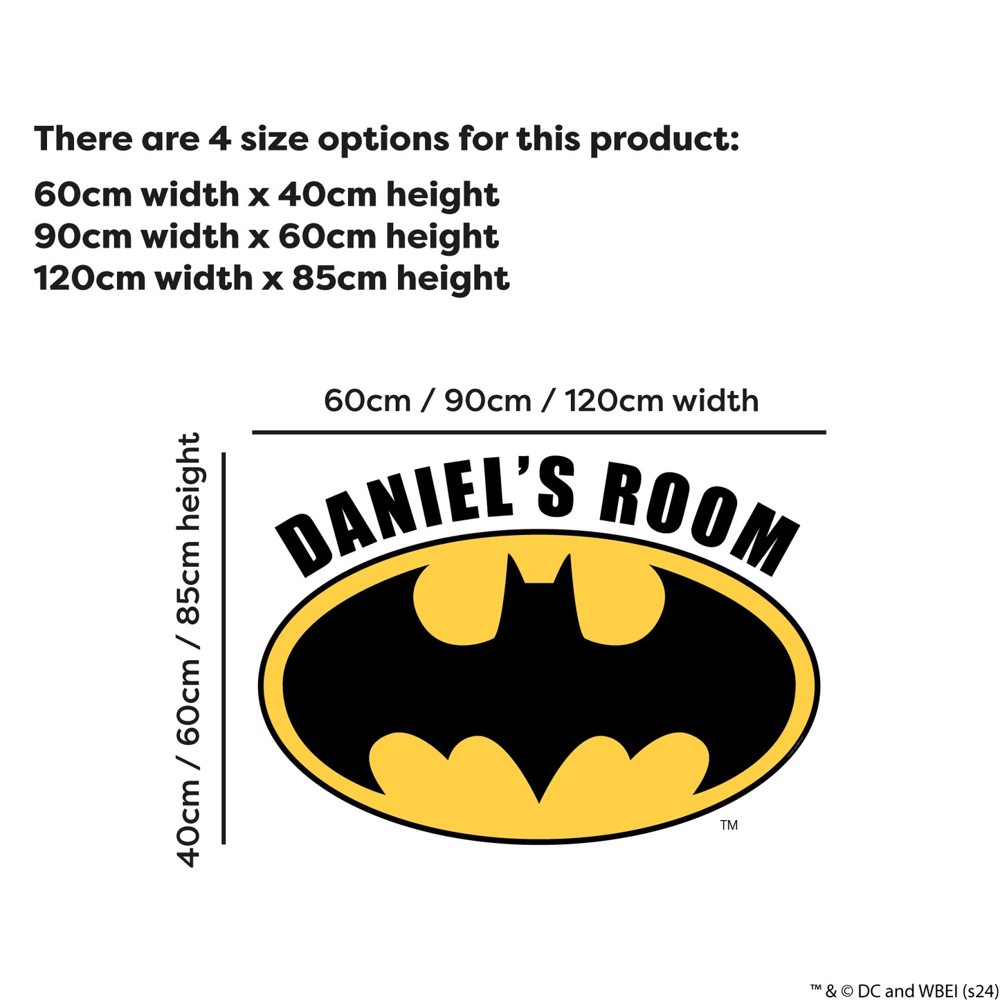 Batman™ Wall Sticker - Logo and Personalised Name Wall Decal DC Superhero Art