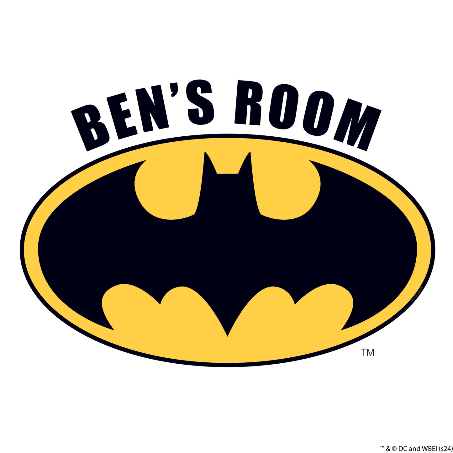 Batman™ Wall Sticker - Logo and Personalised Name Wall Decal DC Superhero Art