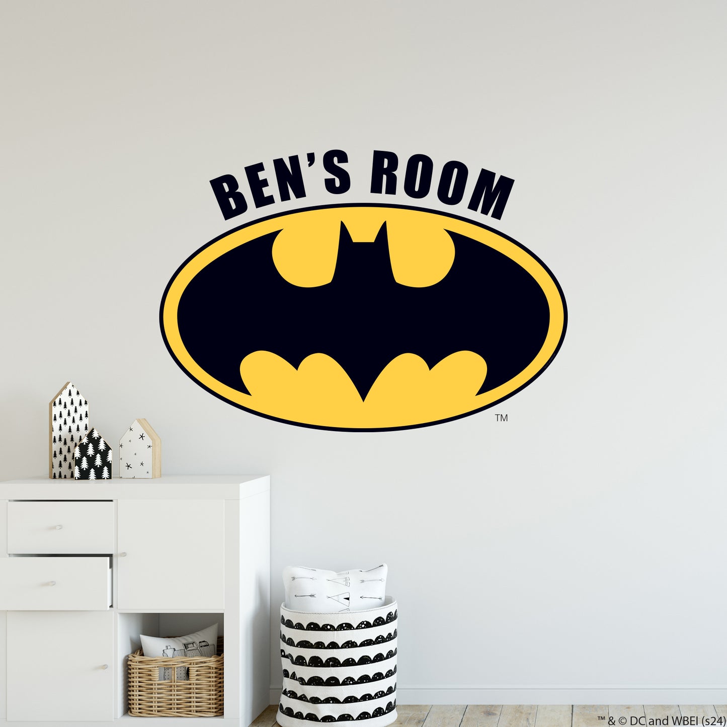 Batman™ Wall Sticker - Logo and Personalised Name Wall Decal DC Superhero Art