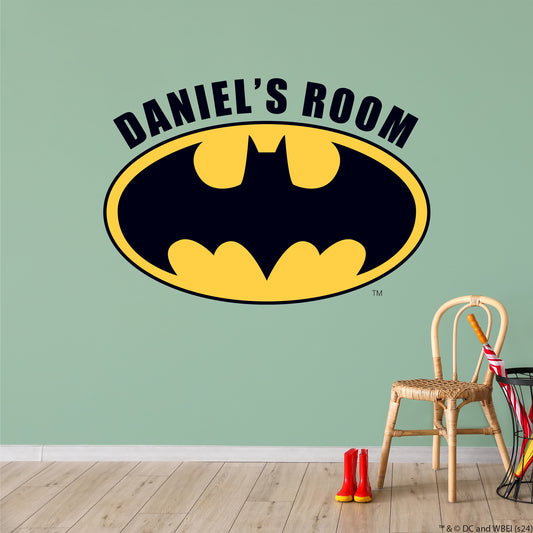 Batman™ Wall Sticker - Logo and Personalised Name Wall Decal DC Superhero Art