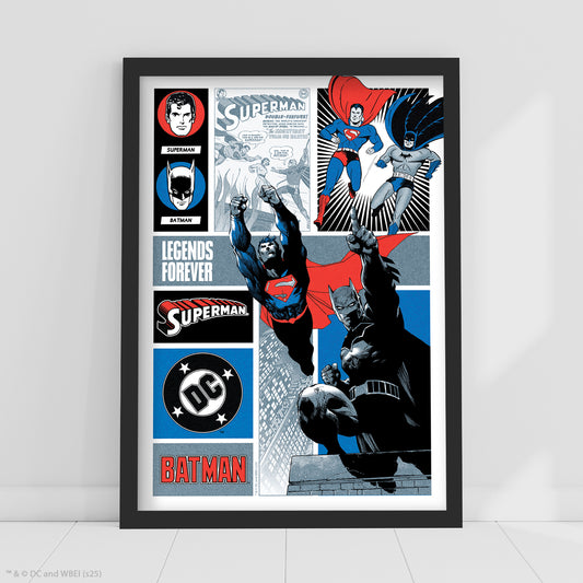 DC Comics Print – Superman And Batman Legends Forever Poster Superhero Art