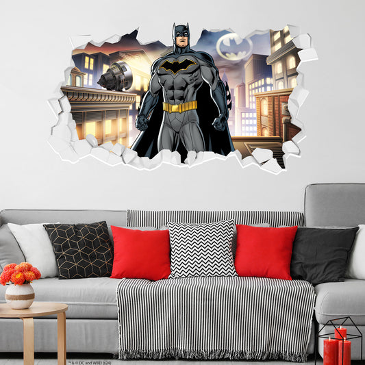 Batman™ Wall Sticker - Batman on Rooftop Broken Wall Decal DC Superhero Art