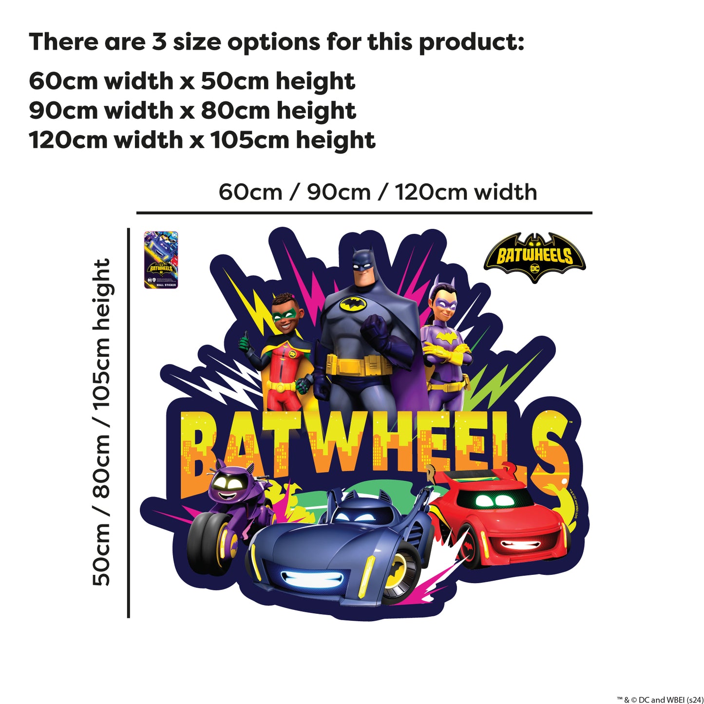 Batwheels™ Wall Sticker - Batwheels and Heroes Lightning Bolt Decal DC Superhero Art