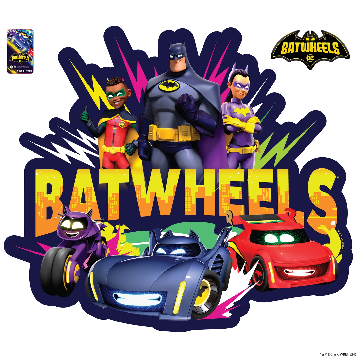 Batwheels™ Wall Sticker - Batwheels and Heroes Lightning Bolt Decal DC Superhero Art