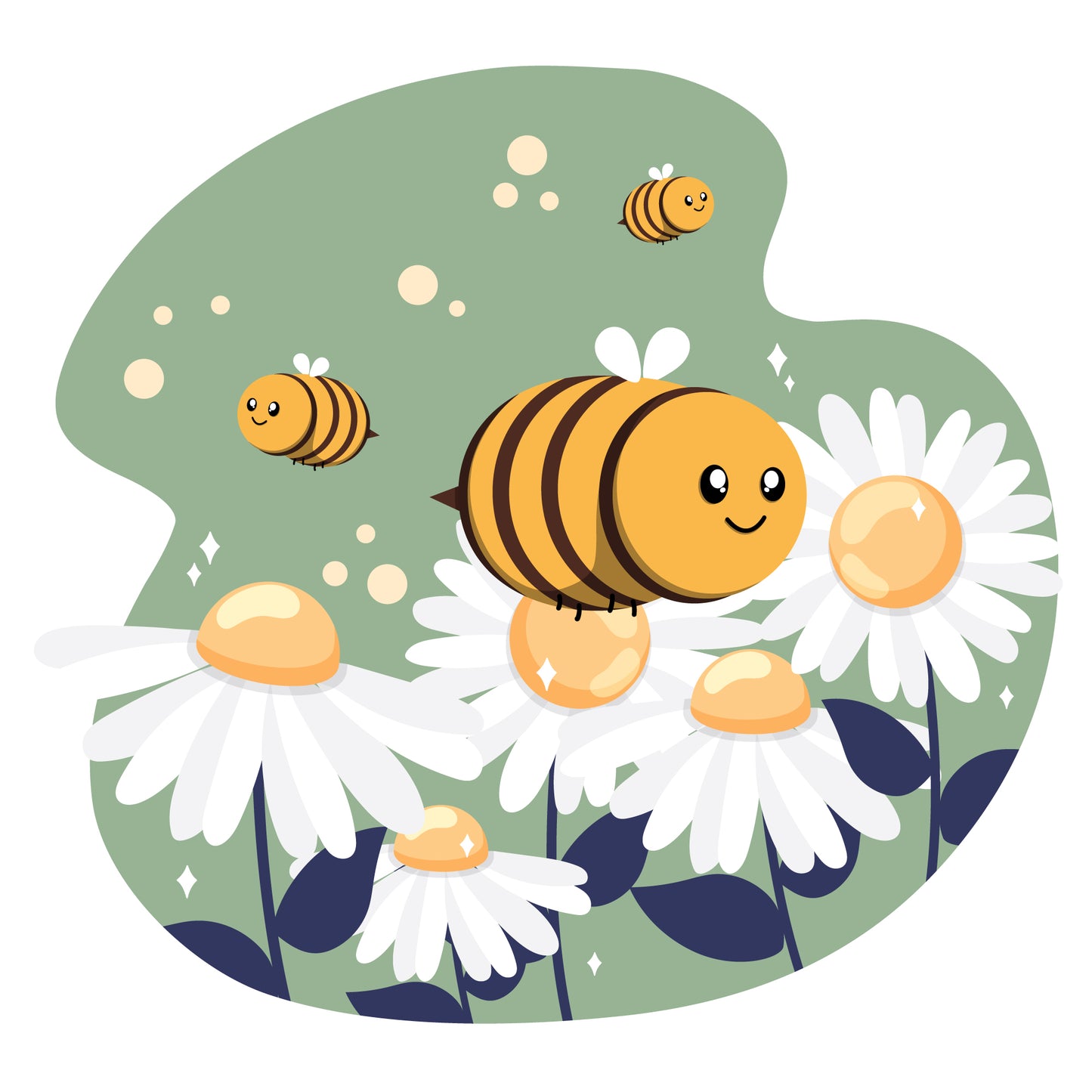 Bee Wall Sticker - Flying Over Flowers Decal Wall Art