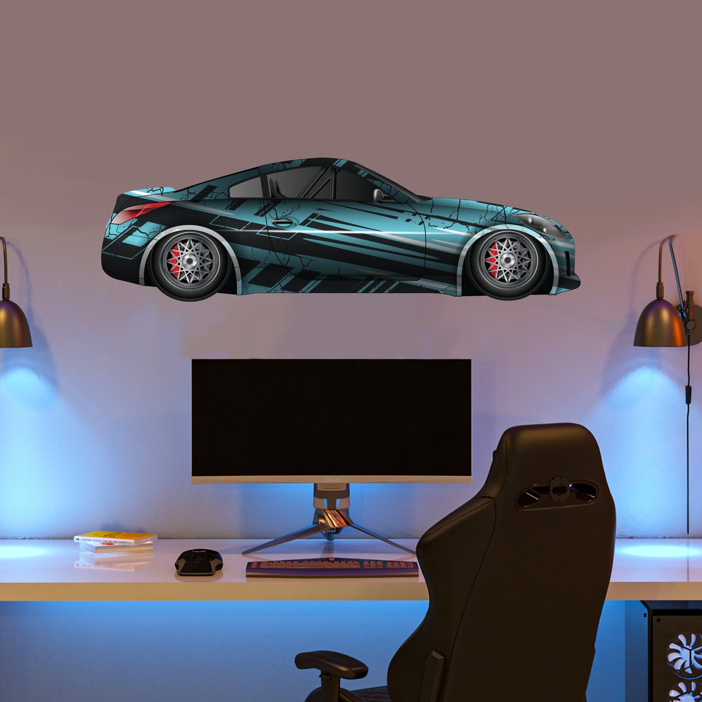 Car Wall Sticker - Blue Sports Car Decal Wall Art